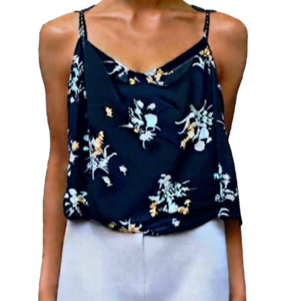 NWT Pink republic floral black lined tank top size xs